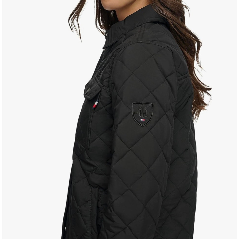 NWT Women's Tommy Hilfiger Quilted Shacket L Black - Picture 3 of 14